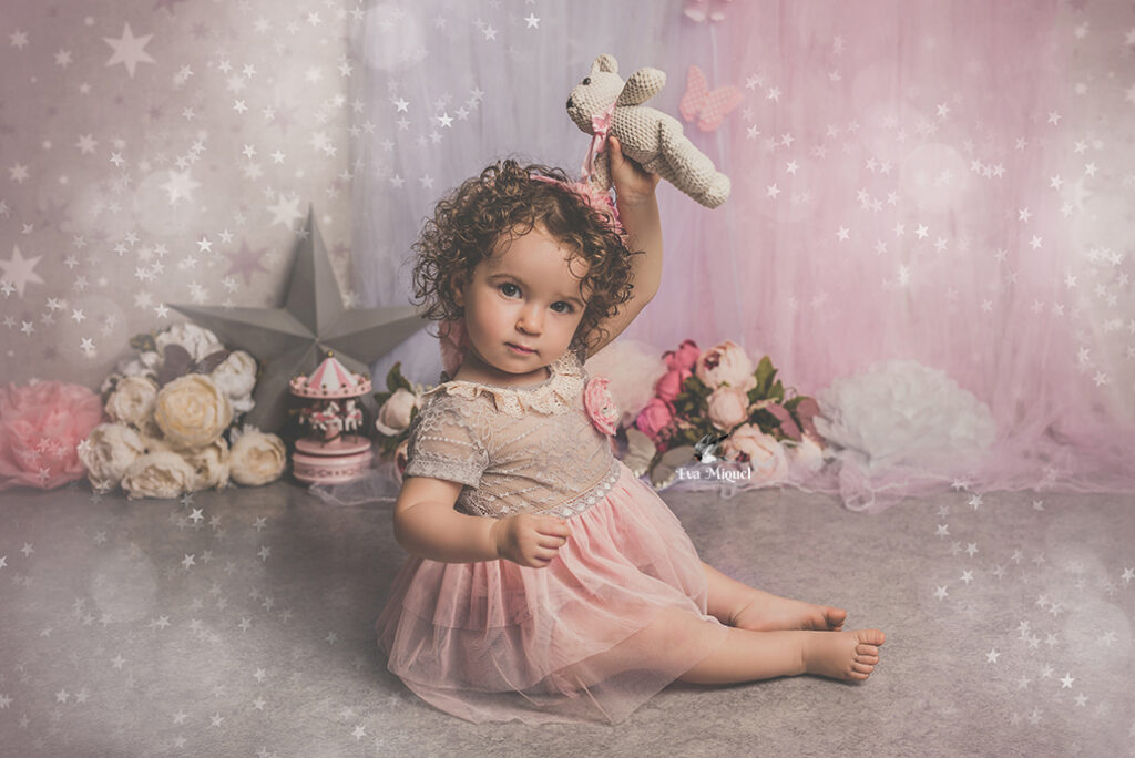 sesión fotográfica niña rosa barbie valencia bonita fantasía estudio ballet bailarina hada hermanas bebé